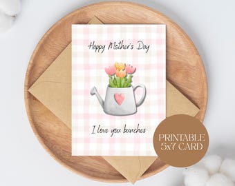 Tarjeta del Día de la Madre con Ramo de Flores, Felicitación Imprimible (Descarga Digital)