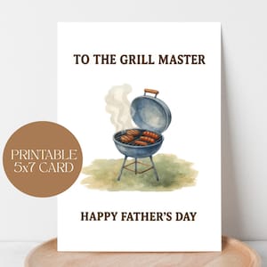 Tarjeta del Día del Padre para Parrillero, Tarjeta de Barbacoa con Acuarela, Regalo del Día del Padre, Tarjeta DIY de 5x7 con Sobre, Descarga Digital