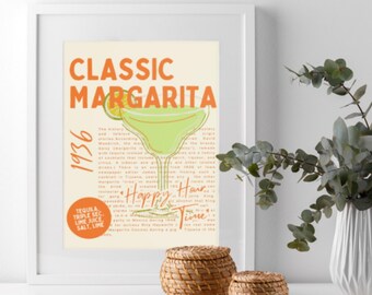 Retro Margarita Cocktail Print: Vintage Bar Decor (Digital Download)