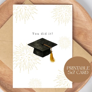 Tarjeta de graduación "Lo lograste", tarjeta imprimible con birrete de acuarela, promoción de 2025, tarjeta de felicitación, tarjeta de 13 x 18 cm con sobre, descarga digital