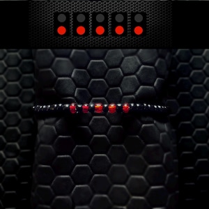 F1 Starting Lights Bracelet: Red & Black Glass Seed Beads, Racing Fan Gift