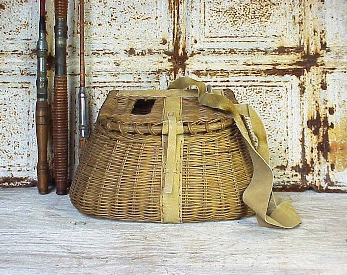 Vintage Wicker Fly Fishing Basket Creel Etsy