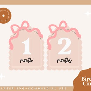Bow bébé jalons SVG | Accessoires Milestone interchangeables Bow Baby | Lime laser Girl Milestone