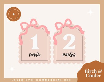 Archivo SVG de hitos de Bow Baby / Accesorios intercambiables para hitos de Bow Baby / Archivo láser de hitos de niña