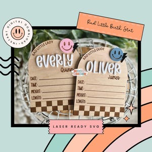Rad Little Dude + Rad Little Lady Baby Birth Stat Sign Modern SVG