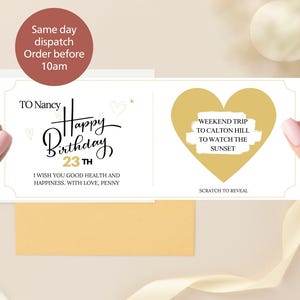 Birthday Surprise Card-Personalised Birthday Surprise Airline Ticket Scratch Off-Birthday Gift Surprise Card