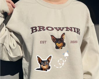 Custom Pet Portrait Embroidered Sweatshirt: Dog & Cat Crewneck