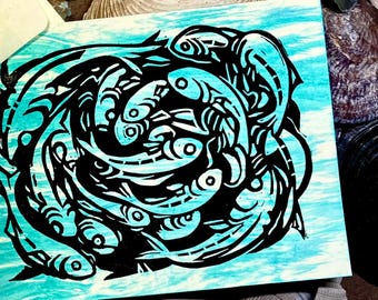 Fish Print Blank Cards