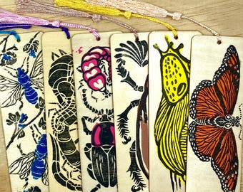 Hand-Printed Wooden Creature Bookmark