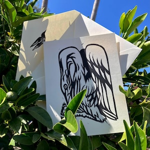 Cartes de voeux vierges Heron imprimées à la main