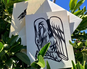 Hand-Printed Heron Blank Greeting Cards