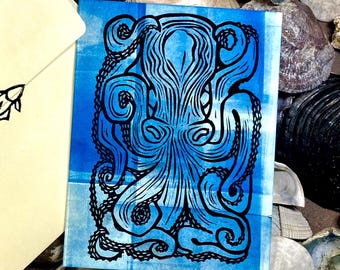 Octopus Print Blank Cards