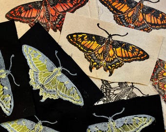 Hand-Printed butterfly patch