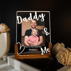 Custom Photo Night Light,Photo Father Daughter LED Light,Peronalized Photo Lamp,Fathers Day Gift from Daughter Son,Birthday Gift for Dad