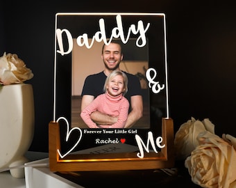 Custom Photo Night Light,Photo Father Daughter LED Light,Peronalized Photo Lamp,Fathers Day Gift from Daughter Son,Birthday Gift for Dad