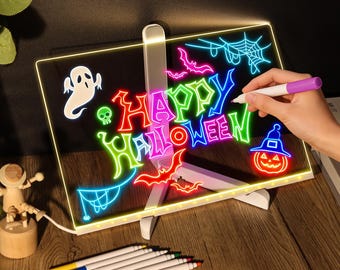 LED-Zeichenbrett für Kinder, Acryl-Trockenlöschbrett mit Licht, LED-Notizbrett mit 7 Stiften, perfektes Geburtstagsgeschenk für Kindermädchen und -jungen