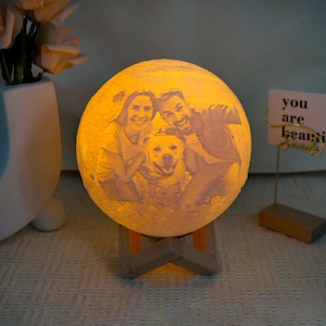 Personalized 3D Moon Lamp,Photo Night Light,Custom Photo Moon Lamp,Couples Gifts,Anniversary Gift,Christmas Gift,Wedding Gifts,Gift for Her