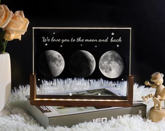 Custom Moon Phase Crystal Lamp,Custom Moon Crystal Nightlight,The Night You Beccome My Dad Anniversary Gift,Gift for Dad,Father&#39;s Day Gift