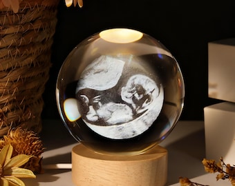Benutzerdefinierte Ultraschall Kristall Ball Lampe - personalisierte Baby Sonogramm Andenken Geschenk, Schwangerschaft offenbaren, Babyparty Geschenk, Kinderzimmer Nachtlicht