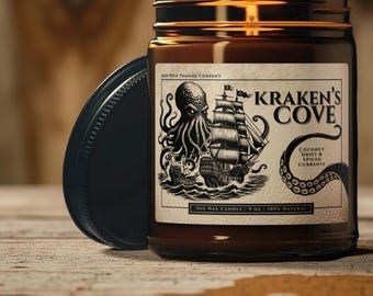 Kraken Candle: Doftljus med soja och kokos, citron och kardemumma, 237 ml, giftfritt