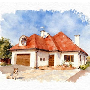 Custom Watercolor House Portrait, Hand-Painted Home Painting, Our First Home Gift, Housewarming Sign