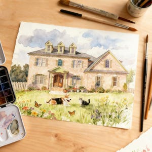 Custom Home Portrait, Watercolor House Painting, First Home Art, Realtor Gift, Housewarming Sweet Sign