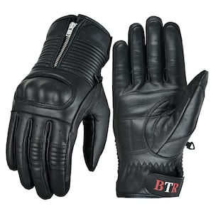Men&#39;s Premium Leather Motorcycle Gloves – Biker Gloves for Riding, Touchscreen Compatible, Durable Protective Gloves