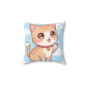 Cute Cat Square Pillow | Adorable Pet Decor, Cat Lover Gift, Cozy Home Accent, Playful Cushion, Fun Bedroom Accessory