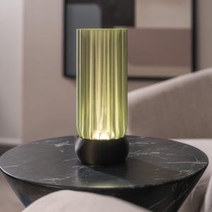 LUNA USB LED Table Lamp - Soft Glow Cylinder Light with Ribbed Design, Modern Ambient Lamp for Bedroom & Living Room