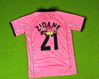 Zidane 21 Juventus Jersey FC 1997 1998 Pink Retro Football Vintage