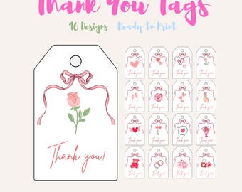 Elegant Thank You Tags: Romantic Gift & Favor Tags (PDF)