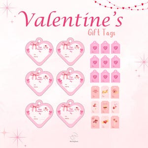 Valentine’s Day Gift Tags Printable, Cute Valentines Gift Tags PDF, Printable Valentines DIY Party Favor Tags, Instant Download, 3 Designs