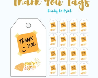 Cute Thank You Tags, Printable Gift Labels (PDF)