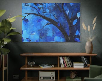 Blue is Blue Tree Abstract Canvas Art, Contemporary Wall Decor, Home Decor, Gift for Nature Lovers, Living Room Wall Art