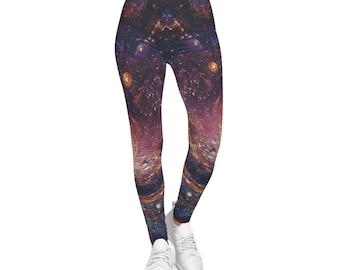 Galactic Space Leggings, Celestial Women's Casual Pants for Cosmic Lovers, Galaxy Print Trousers, Universe Yoga Bottoms, Starry Night
