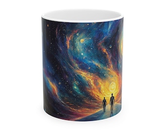 Nebula Waters Cosmic Adventure and Celestial Art Mug, Space Lover Gift, Astrology Coffee Cup, Starry Night Decor, Unique Present