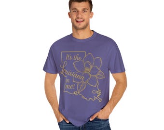Louisiana Magnolia Südlicher Charme T-Shirt, limitierte Auflage, Purple Gold Vibes, Unisex T-Shirt, stückgefärbtes Top