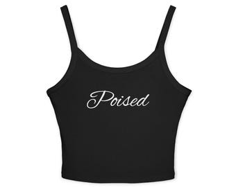 Poised Women's Spaghetti Strap Tank Top, Casual Summer Wear, Gift for Her, Stylish Layering Piece, Perfect for Beach & Parties