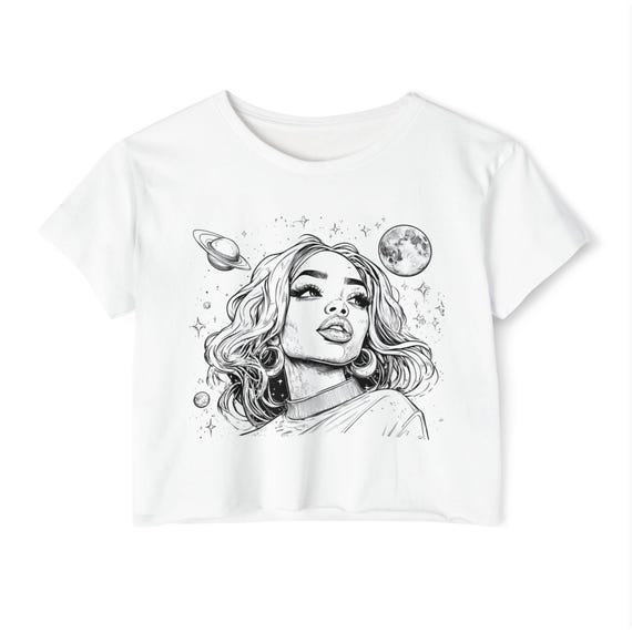 Cosmic Girl Vibes Festival Crop Top Bohemian Tee, Summer Top