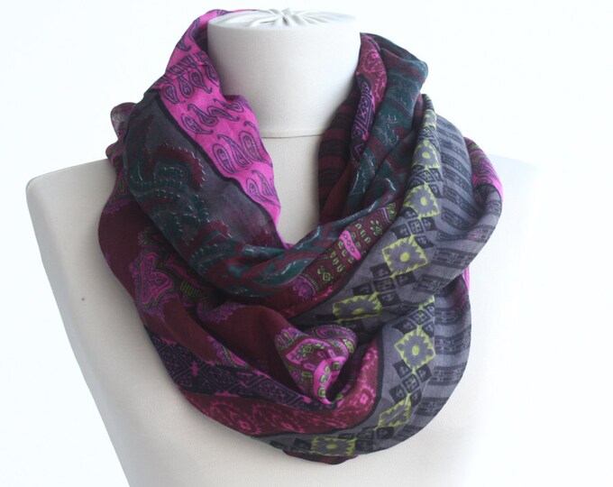 Infinity Scarf Spring Summer Scarves Geometric Cotton Scarf Light ...