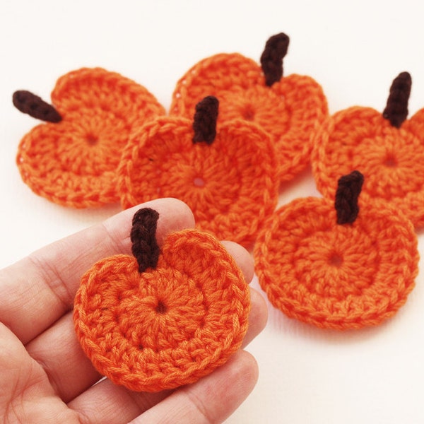 Crochet pumpkin appliques halloween  thanksgiving decoration  burnt orange