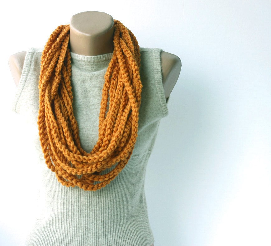 Orange infinity scarf Crochet scarf circle scarf loop cowl Etsy