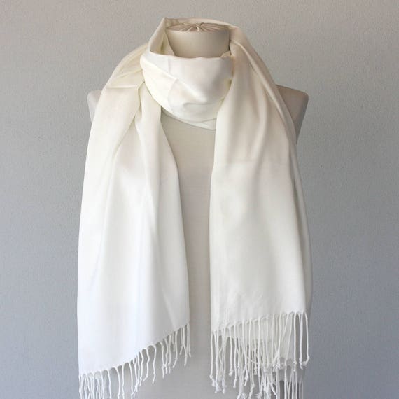 White pashmina bridesmaids gift bridal shawl wedding Etsy