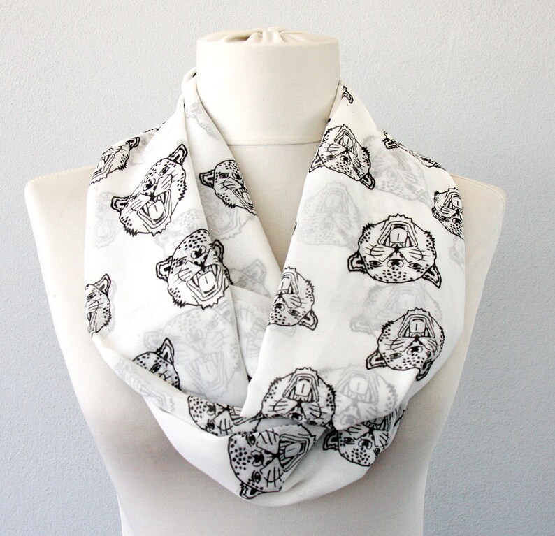 Leopard Print Infinity Scarf Black And White Animal Print Etsy