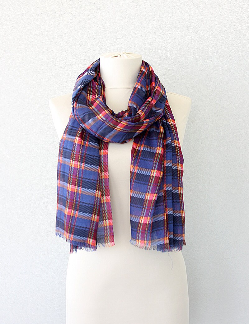Plaid autumn fall scarf Soft shawl Check scarf tartan large Etsy