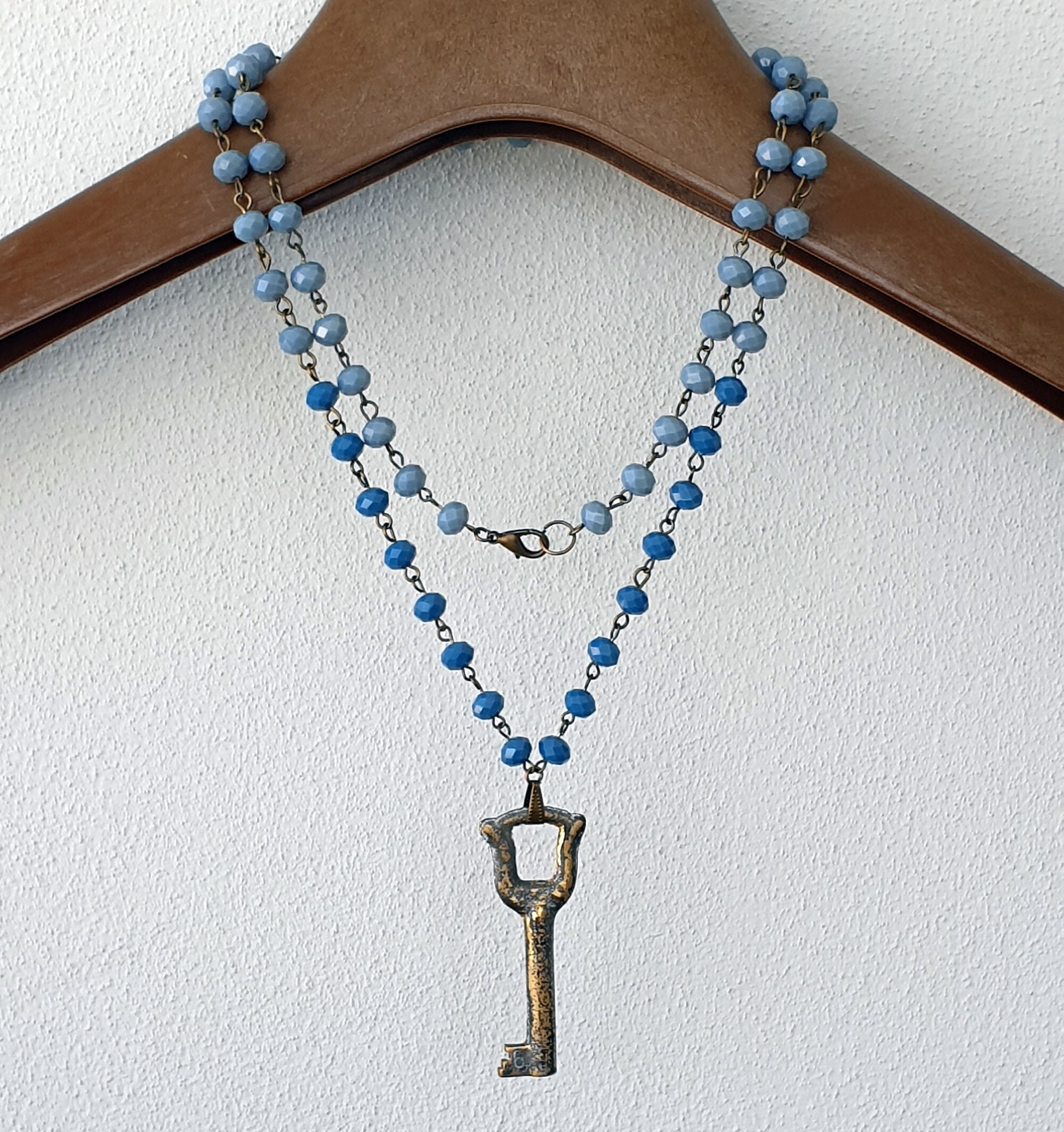 Vintage key necklace antique brass skeleton key necklace Etsy