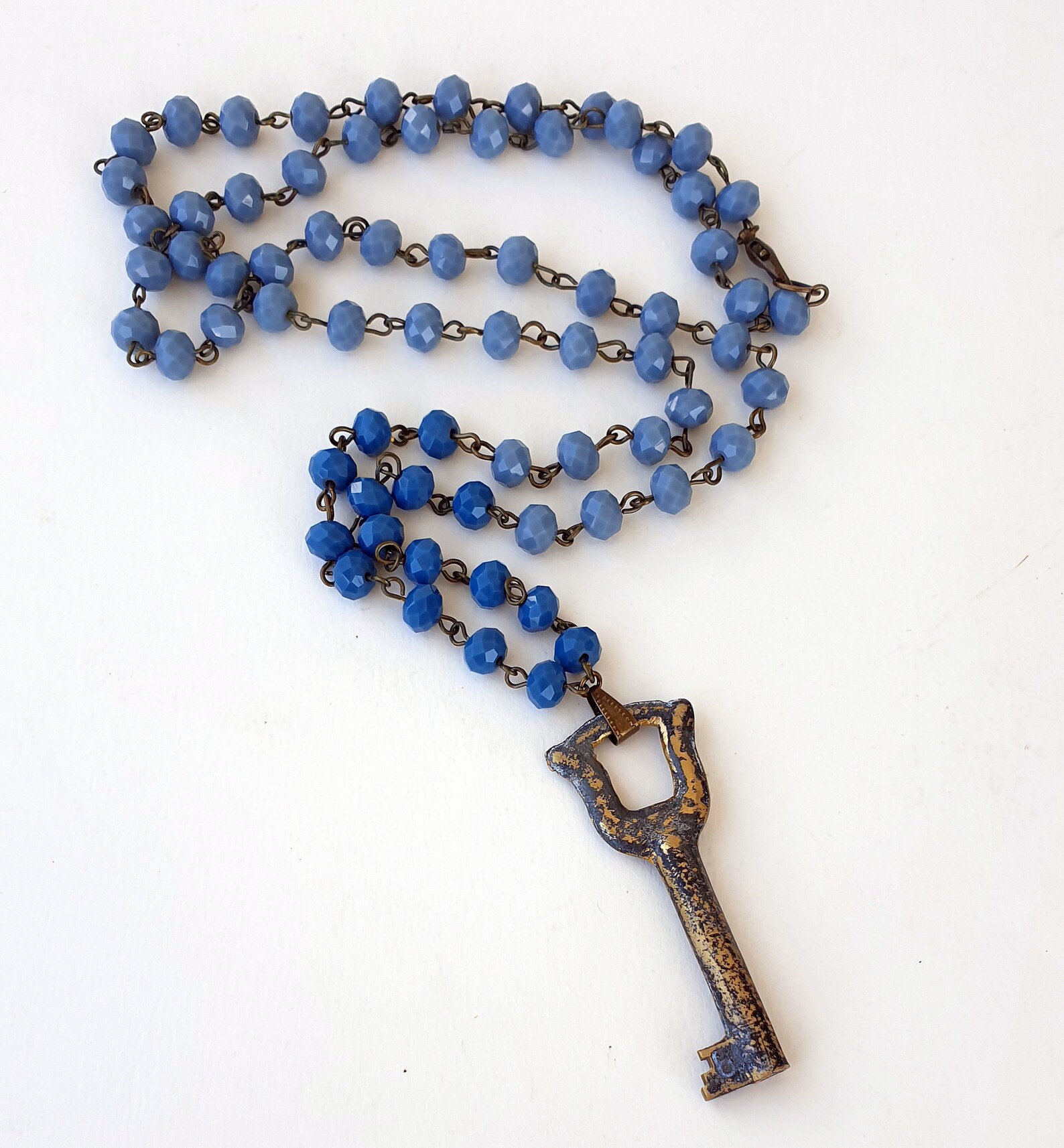 Vintage key necklace antique brass skeleton key necklace Etsy