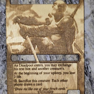 Deadpool Laser Engraved Wood Token Overlay | Magic the Gathering Proxy