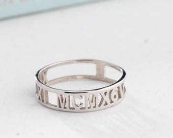 Custom Sterling Silver Ring , Custom Date / Coordinate / text Ring , Delicate ring , Mothers day gifts, Christmas gift for her