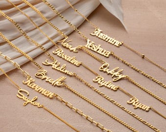 Personalized Name Necklace, Custom Multiple Names,  18K Gold Plated, Gift for Mom
